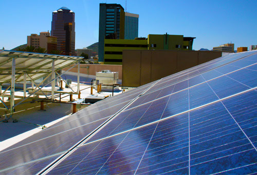 PV solar panels in downtown Tucson, AZ